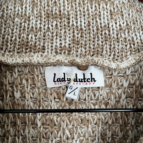 Lady Dutch Tan Knit Short Sleeve Cardigan with Pockets Size Large - Picture 6 of 6